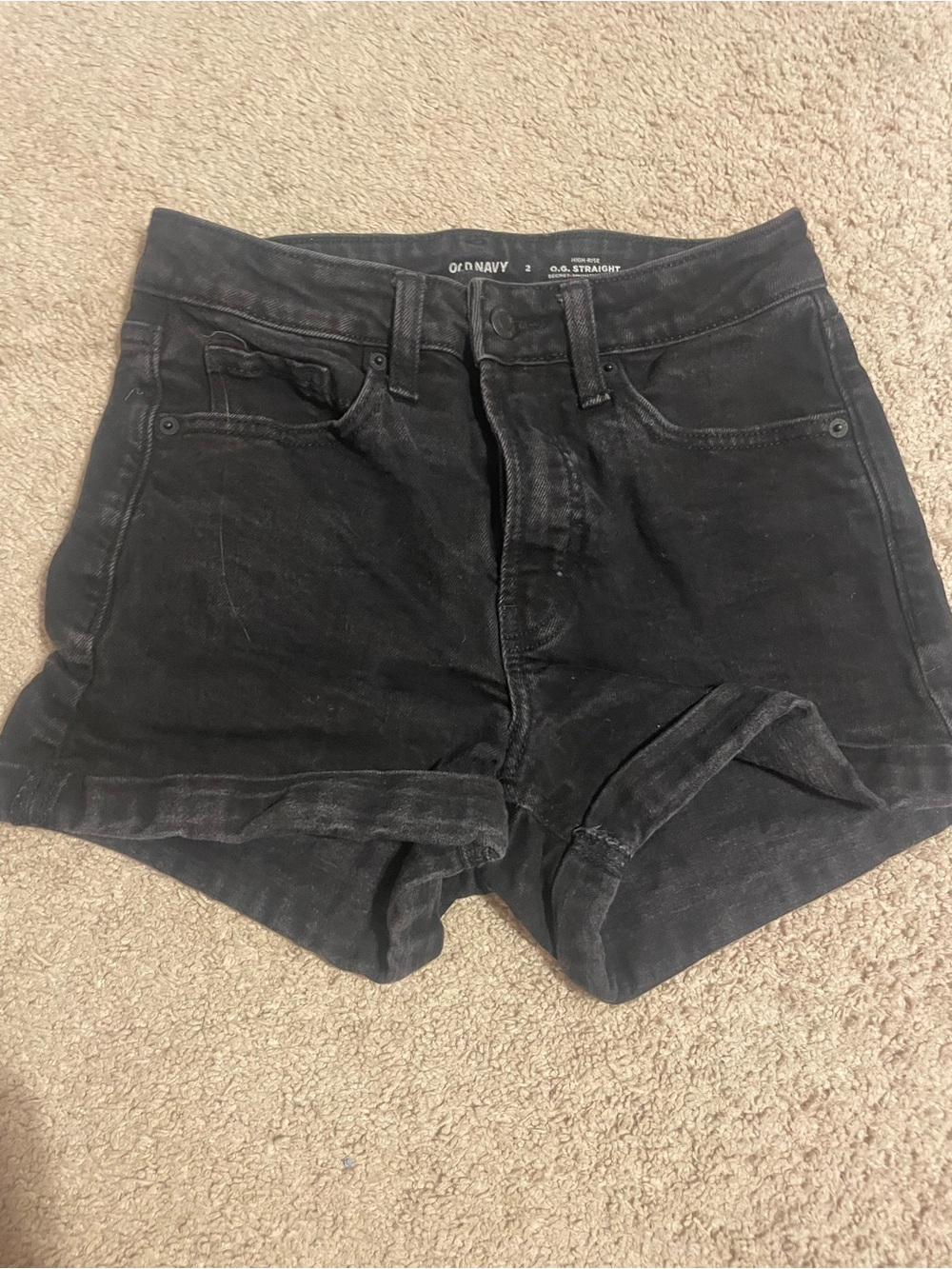 Old Navy Black Rolled-Hem High-Rise Jean Shorts